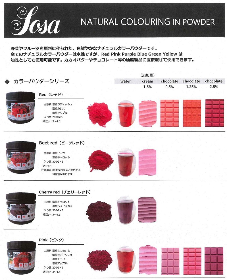 ナチュラルカラーパウダー Beet Red ビーツレッド 300g入 Sosa社製水性油性兼用天然色素